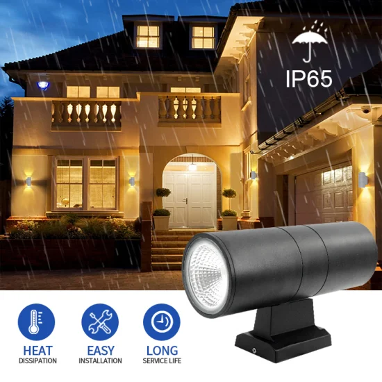 Spot de porche en aluminium IP65 LED éclairage haut et bas support de projecteur appliques murales extérieures applique murale LED